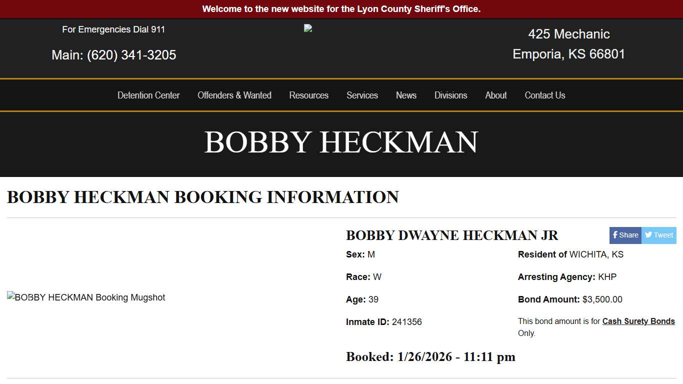 BOBBY HECKMAN - Lyon County Sheriff's Office