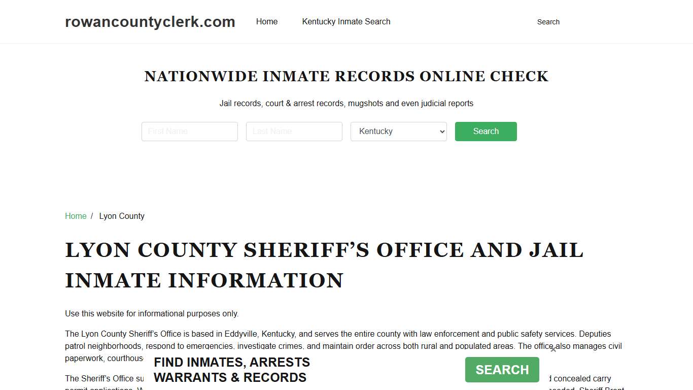 Lyon County Sheriff, KY, Jail Inmate Search, Recent Arrests
